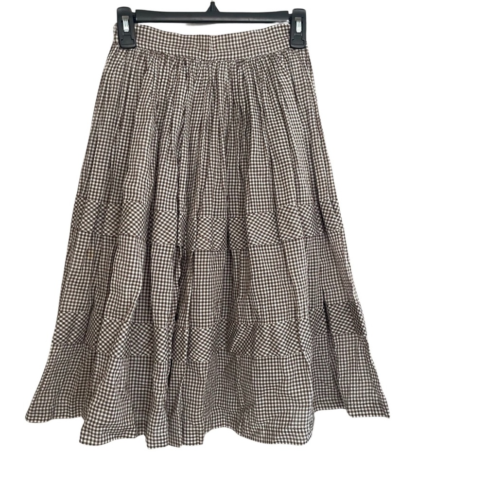Vintage Gingham 50’s Prairie Midi Skirt 24” Waist  Cottagecore